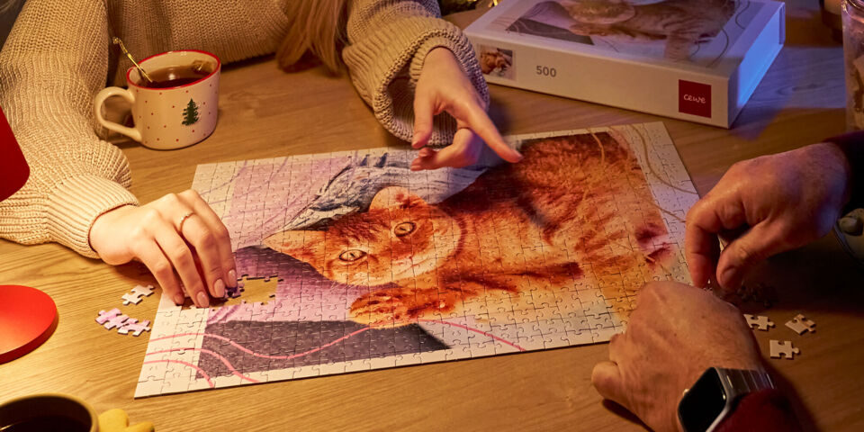 Personalised photo jigsaw of a family in summer