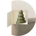 A creative popup image of a green Christmas tree in a photo book.